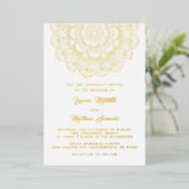 Gold Mandala Wedding Folie Uitnodiging (Staand Voorkant)