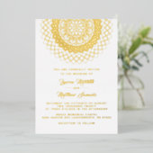 Gold Mandala Wedding Folie Uitnodiging (Staand Voorkant)