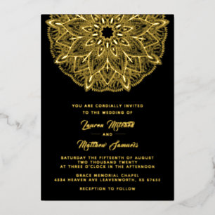 Gold Mandala Wedding Folie Uitnodiging