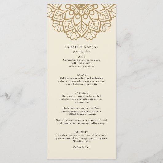 Gold Mandala Wedding Menu (Voorkant)