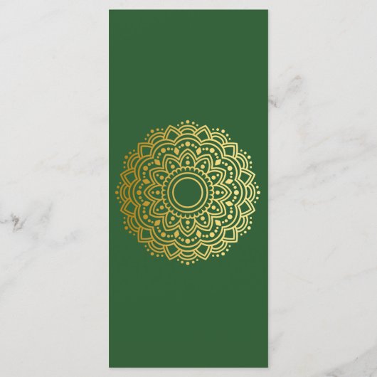 Gold Mandala Wedding Menu Card  (Achterkant)
