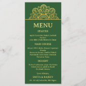 Gold Mandala Wedding Menu Card  (Voorkant)