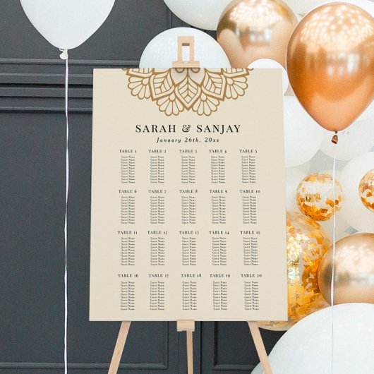 Gold Mandala Wedding Seating Chart Poster