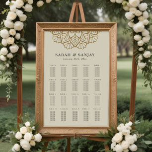 Gold Mandala Wedding Seating Chart Poster
