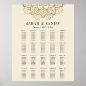 Gold Mandala Wedding Seating Chart Poster (Voorkant)