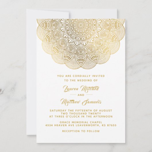 Gold Mandala Wedding Uitnodiging (Voorkant)
