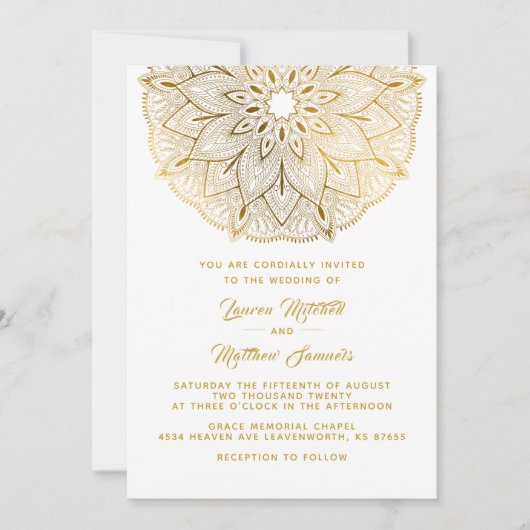 Gold Mandala Wedding Uitnodiging (Voorkant)