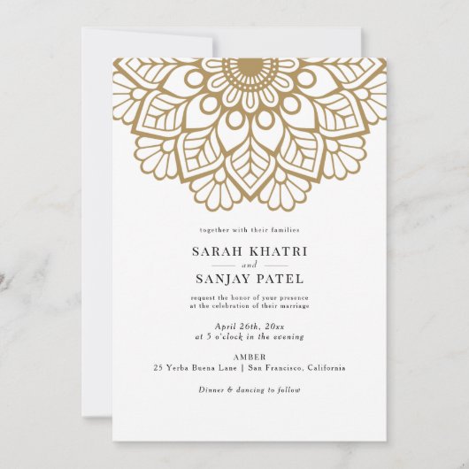 Gold Mandala Wedding Uitnodiging (Voorkant)