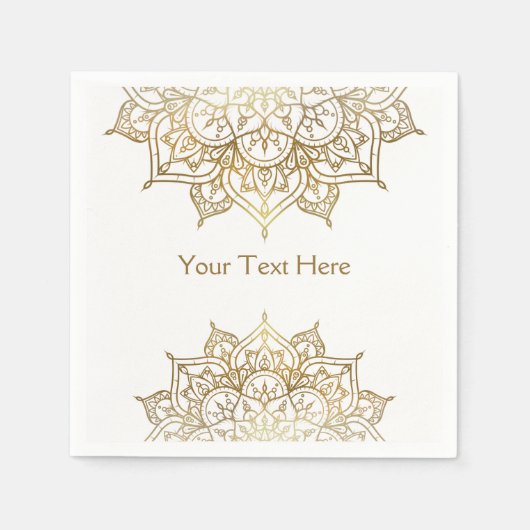 Gold Mandala White Chic Modern Glam Party Servet (Voorkant)