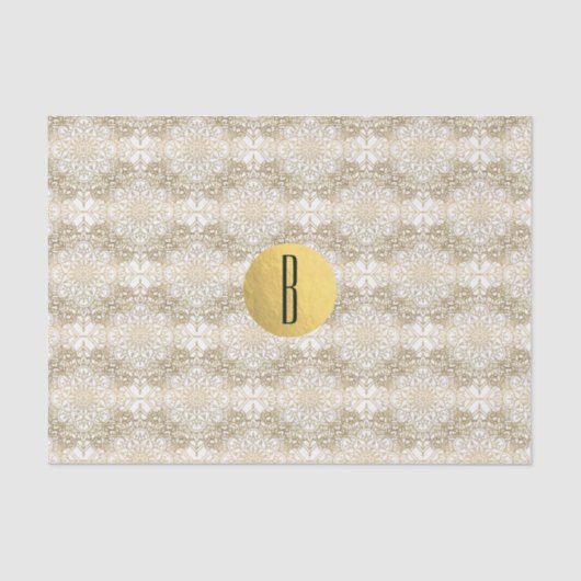 Gold Mandala & White Elegant Chic Monogram Modern Tissuepapier (Voorkant)