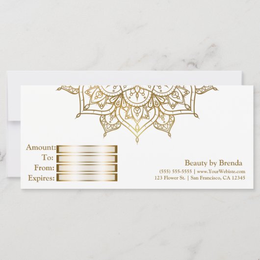 Gold Mandala White Minimal Modern Cadeaubon (Achterkant)