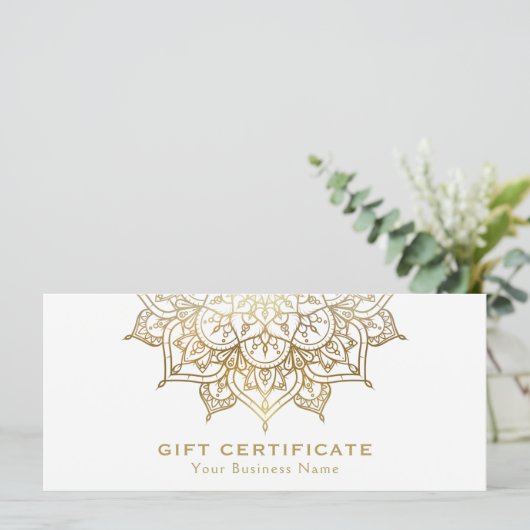 Gold Mandala White Minimal Modern Cadeaubon (Staand voorkant)