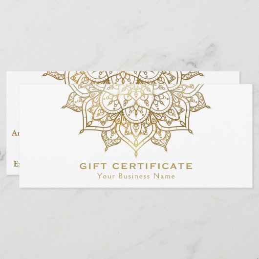 Gold Mandala White Minimal Modern Cadeaubon (Voorkant / Achterkant)