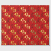 Gold Mandarin Ducks & Chinese love symbol Pattern Cadeaupapier (Vlak)