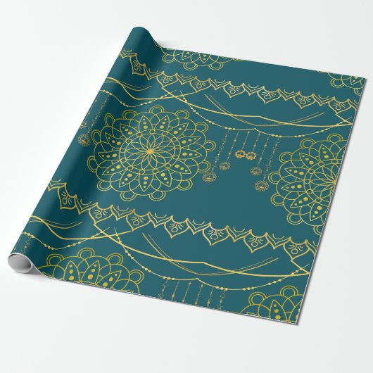 Gold Mandela Patterned Cadeaupapier (Uitgerold)