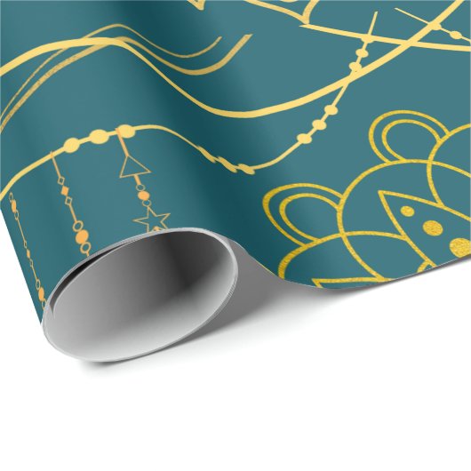 Gold Mandela Patterned Cadeaupapier (Rol Hoek)