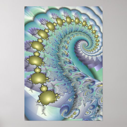 Gold Mandelbrot Spiral Poster (Voorkant)