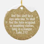 Gold Manger Baby Jesus Scripture Xmas Decor ⛪️ 🎄 Keramisch Ornament (Achterkant)
