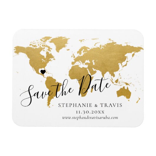 Gold Map Destination Wedding Save the Date Magneet (Horizontaal)