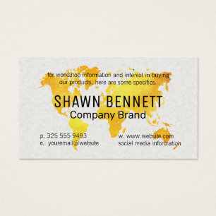 Gold Map van de wereld   Achtergrond textiel Visitekaartje