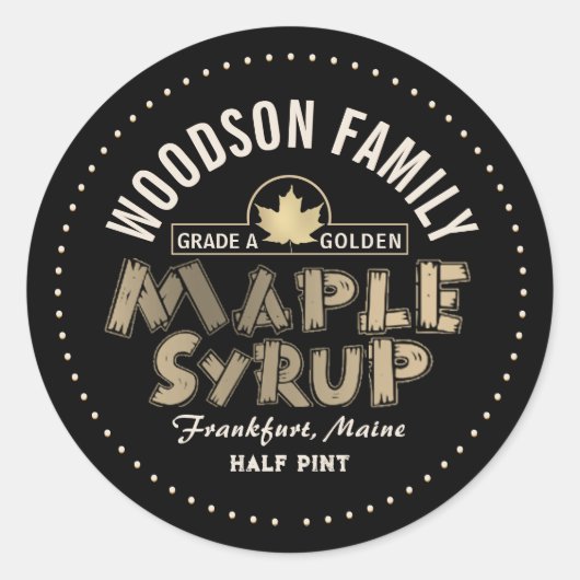 Gold Maple Leaf Embleem Maple Syrup Editable Label (Voorkant)
