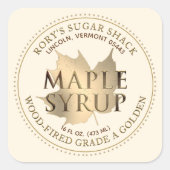 Gold Maple Leaf Maple Syrup Editable Label (Voorkant)