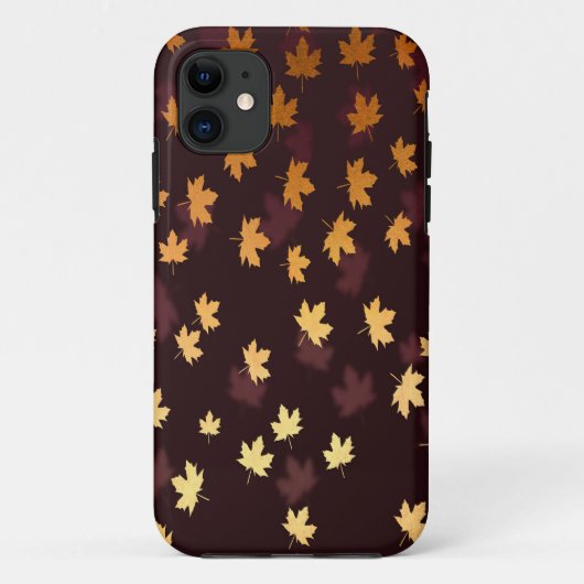 Gold Maple Leaf op donkerrood Case-Mate iPhone Case (Achterkant)