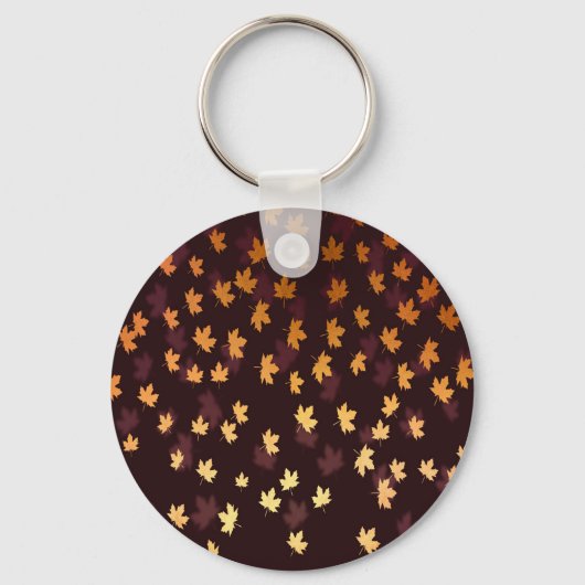 Gold Maple Leaf op donkerrood Sleutelhanger (Voorkant)