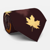 Gold Maple Leaf op donkerrood Stropdas (Opgerold)