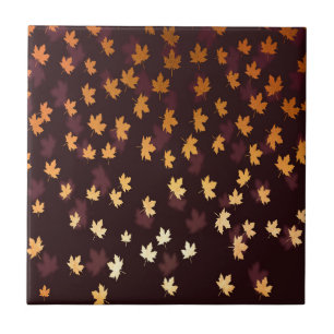 Gold Maple Leaf op donkerrood Tegeltje