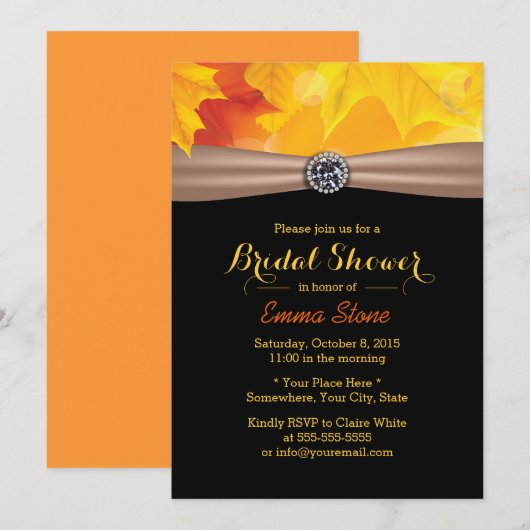 Gold Maple Leaves & Diamond Autumn Vrijgezellenfee Kaart (Voorkant / Achterkant)