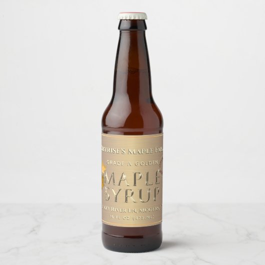 Gold Maple Syrup Spring Season Medallion and Year Bier Etiket (Voorkant)