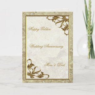 Gold Marble 50th Wedding Jubileum Wenskaart Kaart
