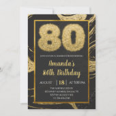 Gold Marble 80th Birthday Invitation Kaart (Voorkant)