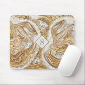 Gold Marble Abstract Monogram Muismat (Met muis)