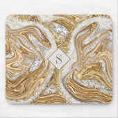 Gold Marble Abstract Monogram Muismat (Voorkant)