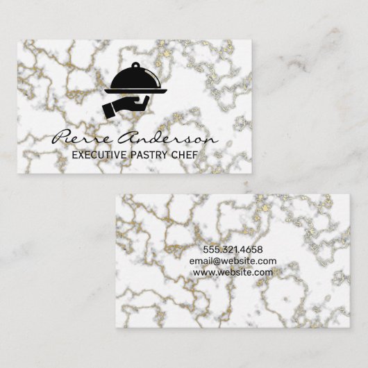 Gold Marble-achtergrond Klantenkaartje (Voorkant / Achterkant)