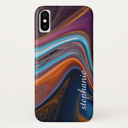 Gold Marble Agate Monogram Case-Mate iPhone Case (Achterkant)