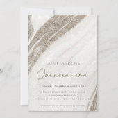 Gold Marble Agate Quinceañera 15 Birthday Invite Bedankkaart (Voorkant)