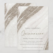 Gold Marble Agate Quinceañera 15 Birthday Invite Bedankkaart (Voorkant / Achterkant)
