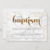 Gold Marble Baptism Invitation Kaart (Voorkant)