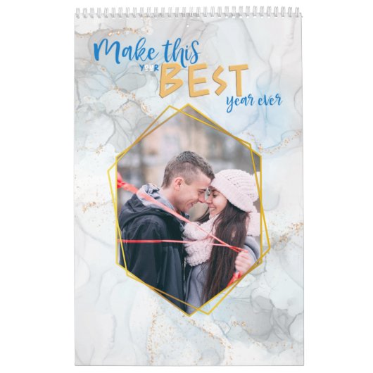 Gold Marble Beste jaar, foto invullen Kalender (Hoes)