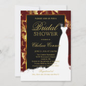 Gold Marble, Black and Red Bridal Invitation Kaart (Voorkant)
