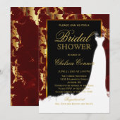 Gold Marble, Black and Red Bridal Invitation Kaart (Voorkant / Achterkant)
