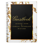 Gold Marble, Black en White - Guestbook Notitieboek (Voorkant)