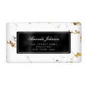 Gold Marble Black Return-adreslabels Etiket (Voorkant)