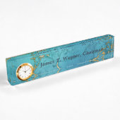 Gold Marble Blue Faux Stone Naambordje