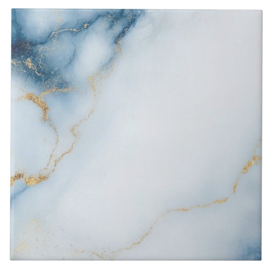 Gold Marble Blue Pattern Tegeltje (Voorkant)