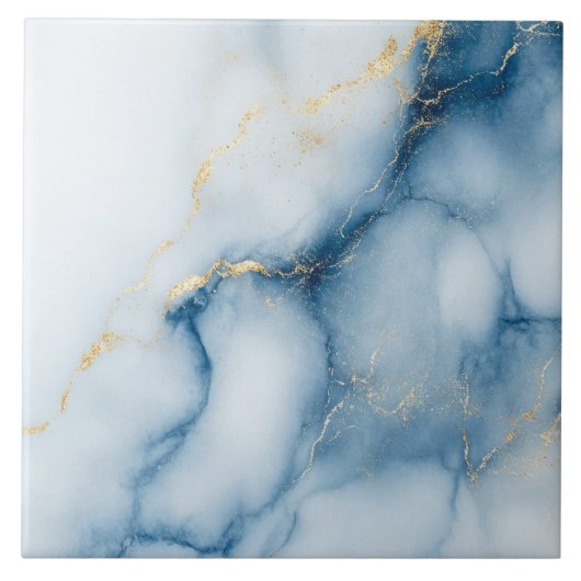 Gold Marble Blue Pattern  Tegeltje (Voorkant)