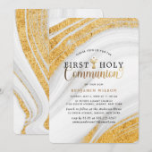 Gold Marble Boy First Heilige Communie Kaart (Voorkant / Achterkant)